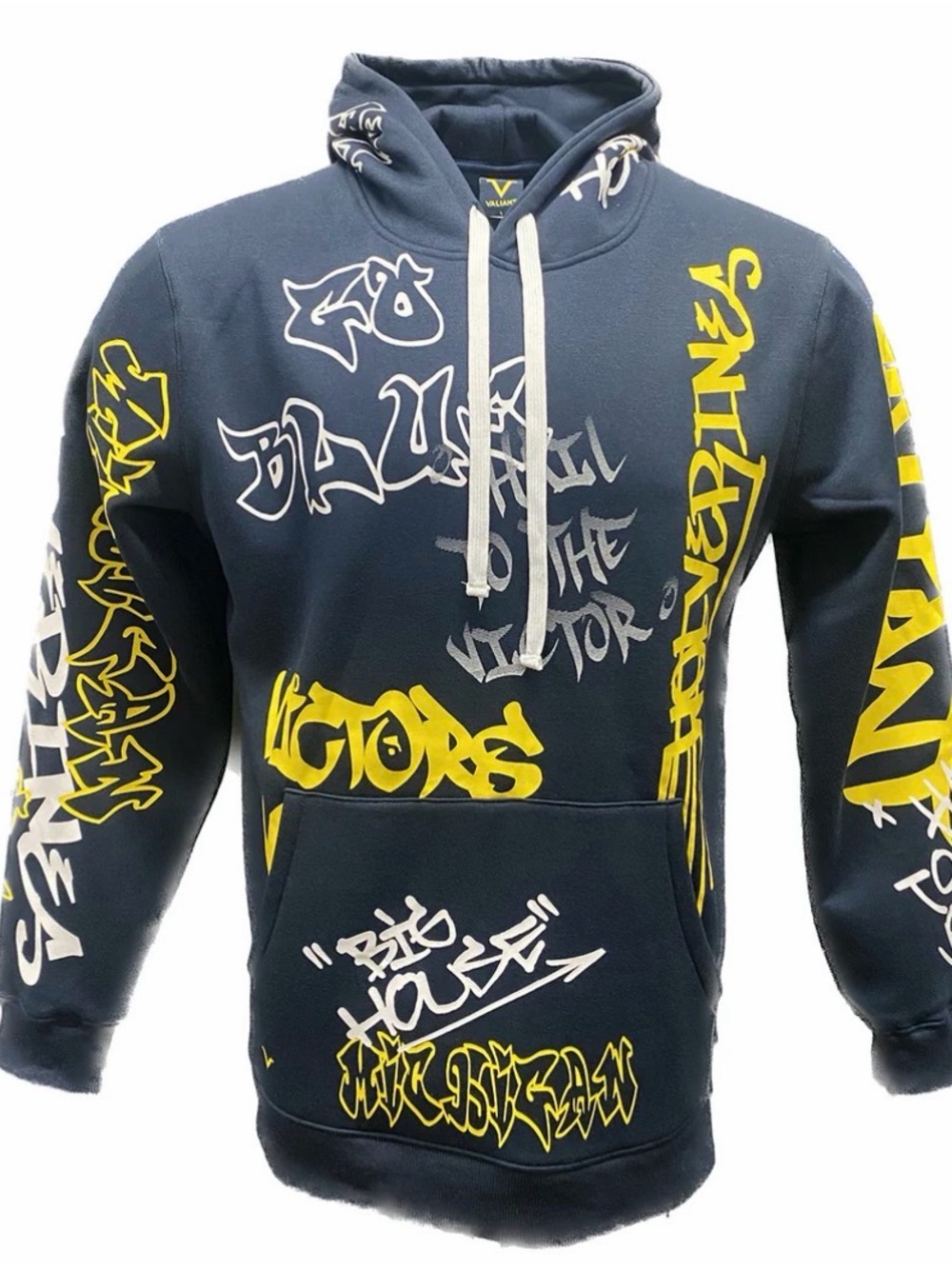 VALIANT UNIVERSITY OF MICHIGAN NAVY GRAFFITI HOODIE